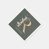 Serviette En Papier R monogramme floral personnalisé (Coin)