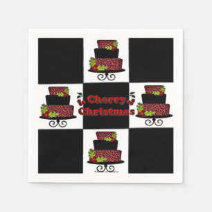 Serviette En Papier RAB Rockabilly Cherry Christmas Cake Papier Napkin