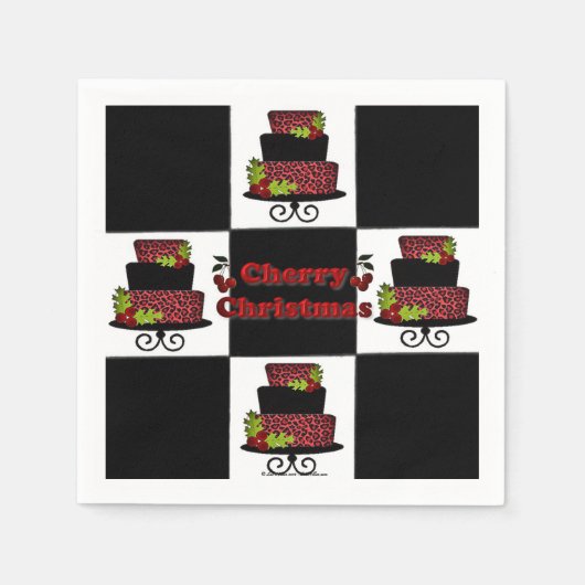 Serviette En Papier RAB Rockabilly Cherry Christmas Cake Papier Napkin (Devant)