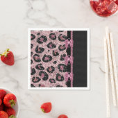 Serviette En Papier RAB Rockabilly Pink Leopard Ribbon Bows (En situation)