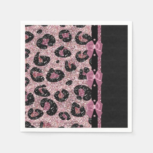 Serviette En Papier RAB Rockabilly Pink Leopard Ribbon Bows (Devant)