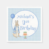 Serviette En Papier Rabbit Blue Un Premier anniversaire fête (Devant)