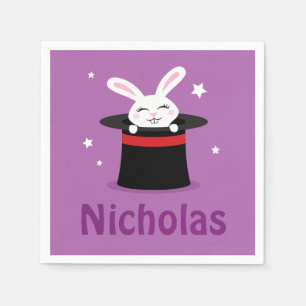 Serviette En Papier Rabbit dans les magiciens casquette nom personnali