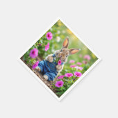 Serviette En Papier Rabbit Manger Pétunia Rose Fleurs (Coin)