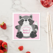 Serviette En Papier Raccoon Baby shower rose (En situation)