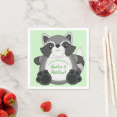 Serviette En Papier Raccoon Baby shower vert (En situation)