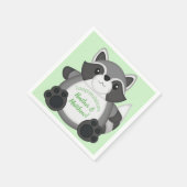 Serviette En Papier Raccoon Baby shower vert (Coin)