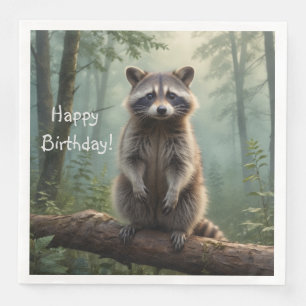Serviette En Papier Raccoon en forêt