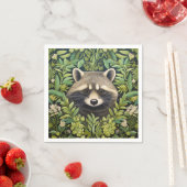 Serviette En Papier Raccoon et feuillage de style Art nouveau (En situation)