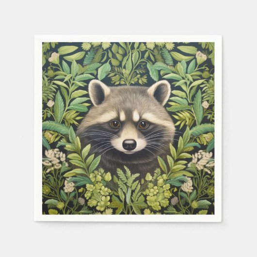 Serviette En Papier Raccoon et feuillage de style Art nouveau (Devant)