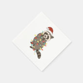 Serviette En Papier Raccoon Joyeux Noël Lumières Santa Chapon Xmas Nei (Coin)