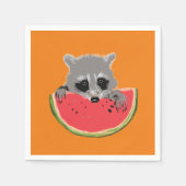 Serviette En Papier Raccoon mangeant de la pastèque (Devant)