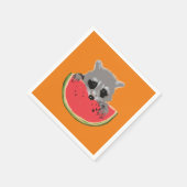 Serviette En Papier Raccoon mangeant de la pastèque (Coin)
