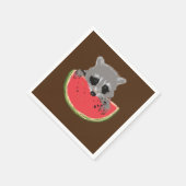 Serviette En Papier Raccoon mangeant de la pastèque (Coin)