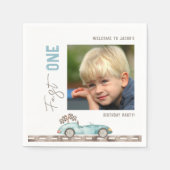 Serviette En Papier Race Car 1er Anniversaire Photo (Devant)