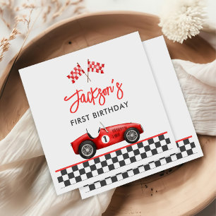 Serviette En Papier Race Car Red Racing Boy 1er anniversaire