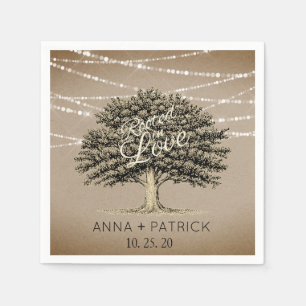 Serviette En Papier Racine dans Love Rustic Tree String Mariage