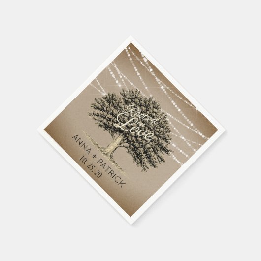 Serviette En Papier Racine dans Love Rustic Tree String Mariage (Coin)