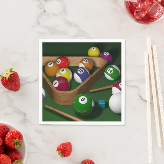 Serviette En Papier "Rack'em up", jeu de billard (En situation)