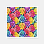 Serviette En Papier Radiant rainbow roses, floral pattern (Devant)