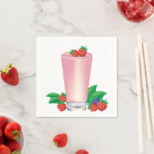 Serviette En Papier Rafraîchir Berry Smoothie Boisson Rose (En situation)