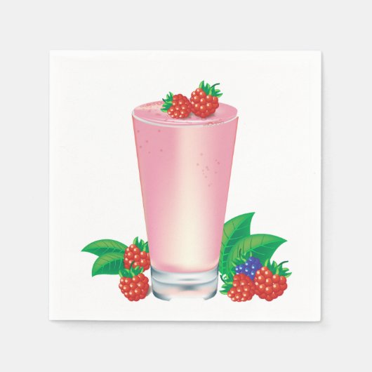 Serviette En Papier Rafraîchir Berry Smoothie Boisson Rose (Devant)