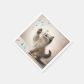 Serviette En Papier Ragdoll Kitten Jouer Avec Des Bulles (Coin)