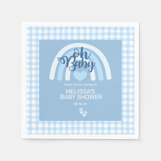 Serviette En Papier Rainbow Baby Boys Personnalisé Blue Heart (Devant)