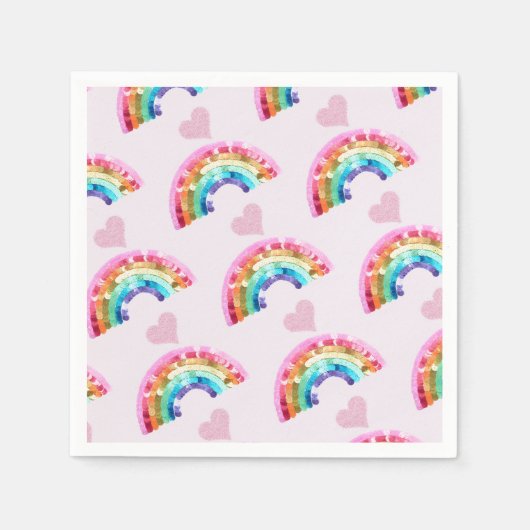Serviette En Papier  Rainbow Birthday Party (Devant)