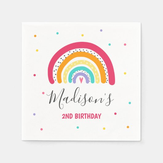 Serviette En Papier Rainbow Bright Birday Party (Devant)