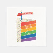 Serviette En Papier Rainbow Cake Joyeux anniversaire Faire un voeu (Devant)