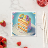 SERVIETTE EN PAPIER " RAINBOW CAKE SLICE " (En situation)