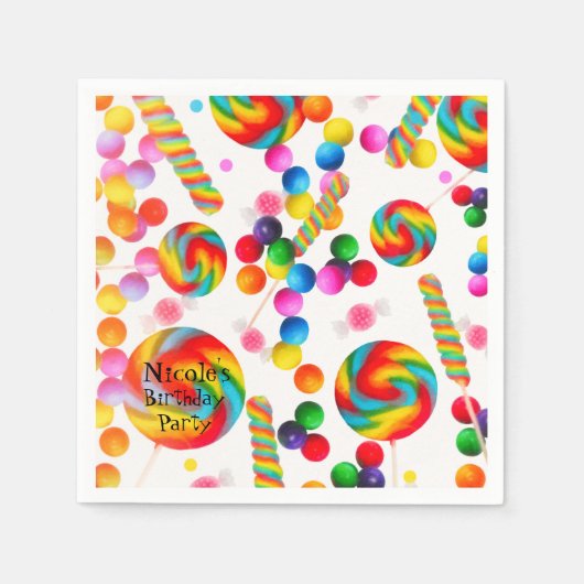Serviette En Papier Rainbow Candy Sweet fête d'anniversaire Candyland (Devant)