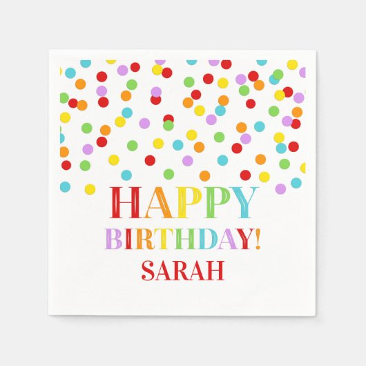 Serviette En Papier Rainbow Confetti fête d'anniversaire (Devant)