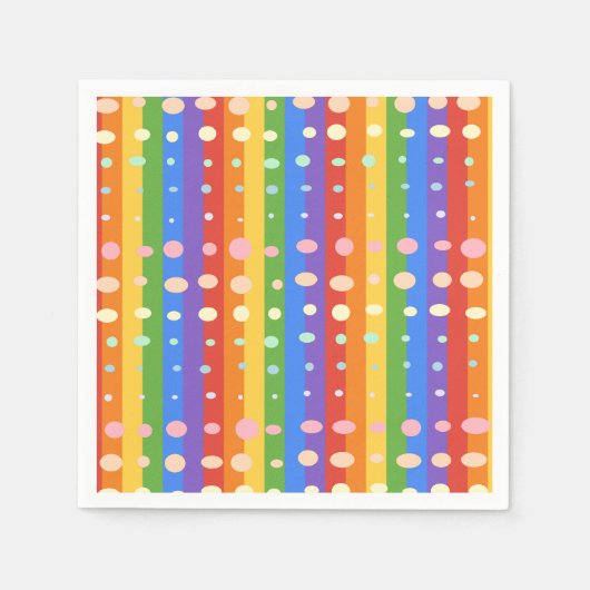 SERVIETTE EN PAPIER RAINBOW DOT SRIPES (Devant)