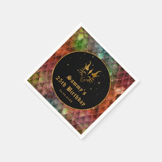 Serviette En Papier Rainbow Dragon Scales Gold Faux Parties scintillan (Coin)