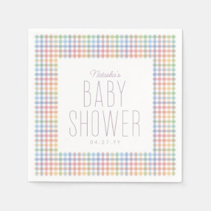 Serviette En Papier Rainbow en vichy plaid mignon baby shower pastel