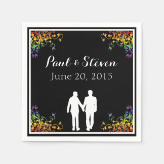 Serviette En Papier Rainbow Flouritures Gay Mariage Cocktail Napkins