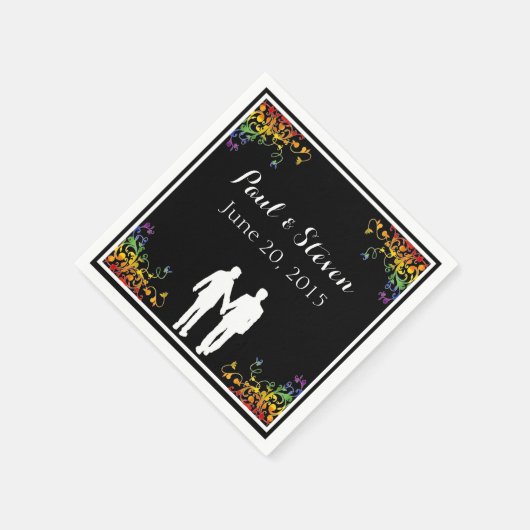 Serviette En Papier Rainbow Flouritures Gay Mariage Cocktail Napkins (Coin)