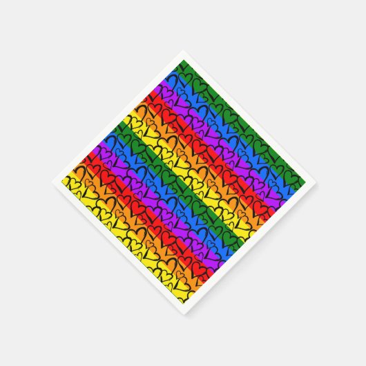 Serviette En Papier Rainbow Heart Motif (Coin)