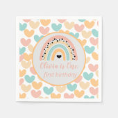Serviette En Papier Rainbow & Hearts 1er fête d'anniversaire (Devant)