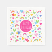 Serviette En Papier Rainbow Hearts 2e fête d'anniversaire Nom personna (Devant)