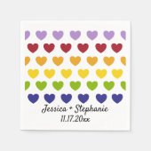 Serviette En Papier Rainbow Hearts Stripes Mariage personnalisé (Devant)