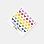 Serviette En Papier Rainbow Hearts Stripes Mariage personnalisé (Coin)