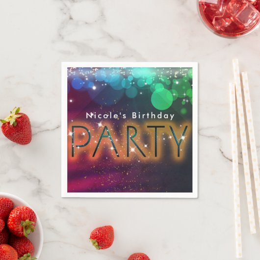 Serviette En Papier Rainbow Lights SparkDance Club Anniversaire (En situation)