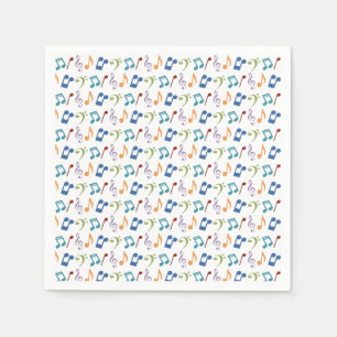 Serviette En Papier Rainbow Music Notes (en blanc)