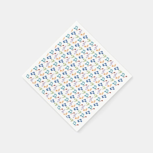 Serviette En Papier Rainbow Music Notes (en blanc) (Coin)