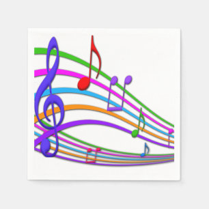 Serviette En Papier Rainbow Music Notes Napkins