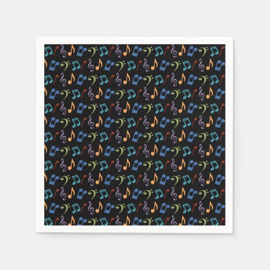 Serviette En Papier Rainbow Music Notes (Noir) (Devant)