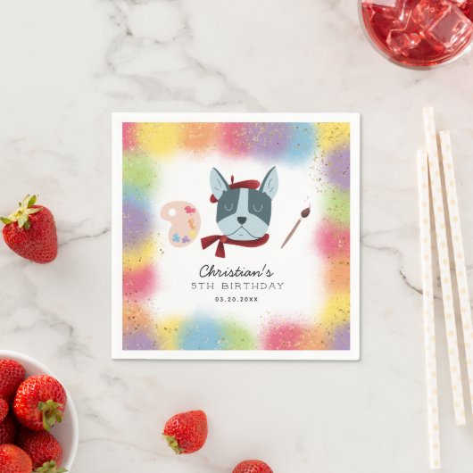 Serviette En Papier Rainbow Painting Party Chien chiot Anniversaire (En situation)
